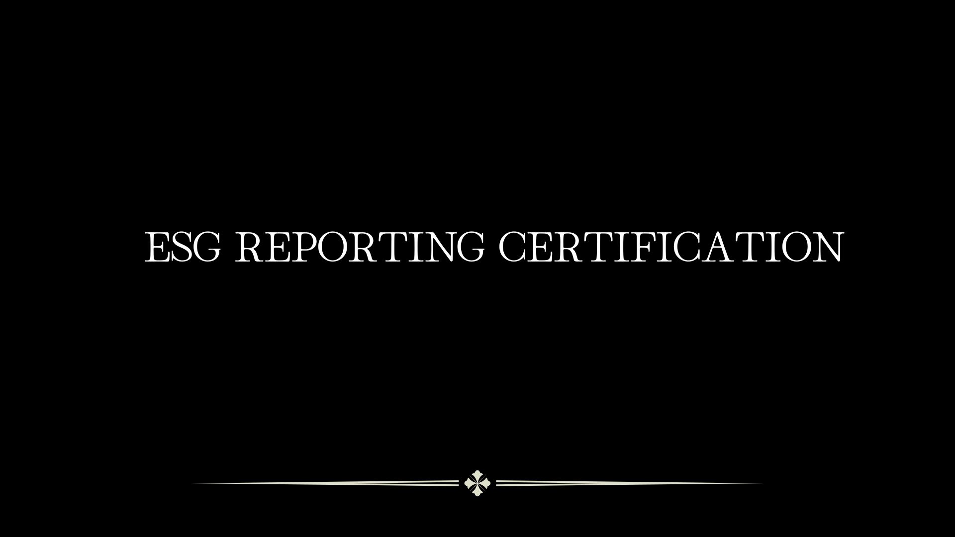 ESG Reporting Certification